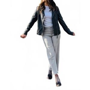 NEW MAURITIUS kiella leather jacket in anthracite